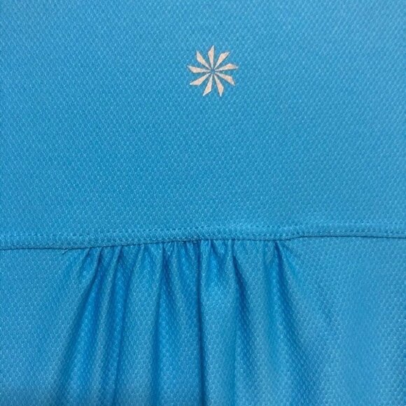 Athleta Womens Birdie Blue Polo Shirt Athletic Golf UPF 50 Rouched Sides Size M - Picture 13 of 13
